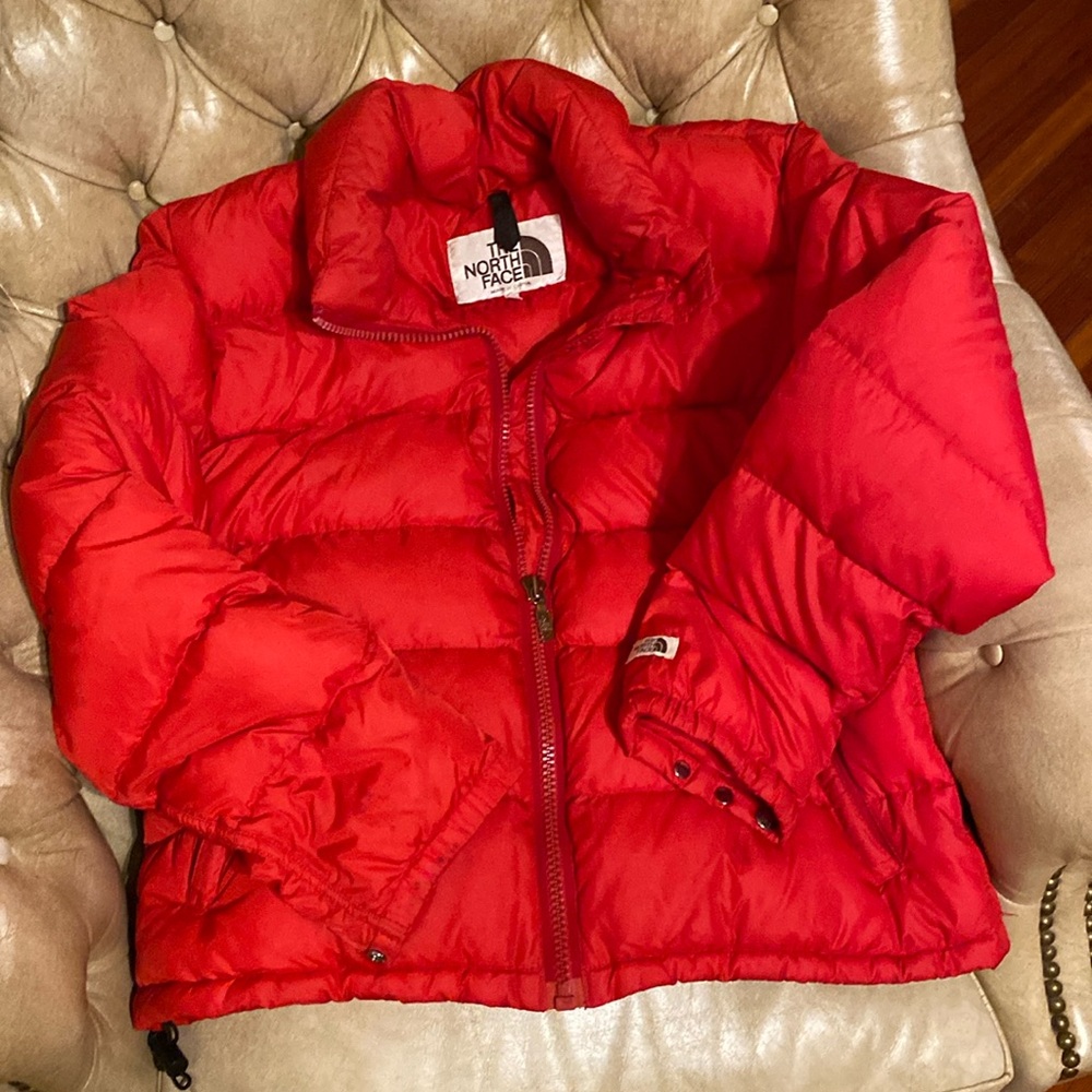 Vintage 70s or 80s North Face red puffer down jacket cropped